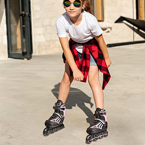 ITurnGlow Kids and Adults Adjustable Inline Skates with Full Light Up Wheels, Safe and Smooth Beginner Rollerblades for Girls and Boys, Men and Women