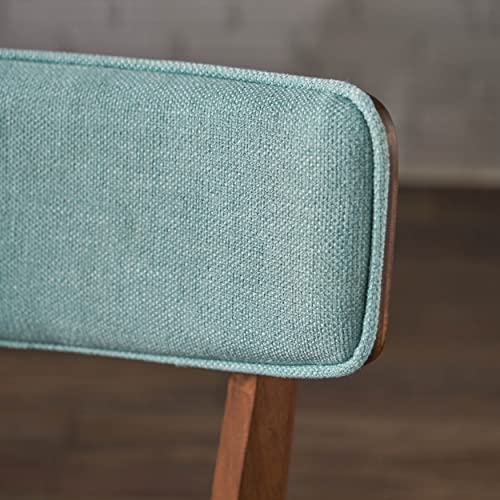 Christopher Knight Home Abrielle Mid-Century Modern Fabric Dining Chairs with Natural Walnut Finished Rubberwood Frame, 2-Pcs Set, Mint/Natural Walnut
