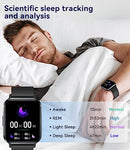 LIGE Smart Watch Men Women Bluetooth Phone Call for Android iOS Sport Fitness Activity Tracker Male Smartwatch 1.83" Square Screen Heart Rate Sleep Monitor Black Silicone Couple Gents Smartwatch