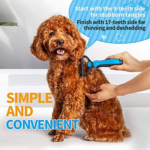 IFAN™ Professional 2-in-1 Pet Comb Cat Brush Dog Brush Cat Grooming Comb Dog Grooming Comb Remove Fleas & Knot-Open & Carding & Flying Hair Removing Tools for Long & Short Hairs Dogs & Cats (9+17tooth)