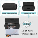 ProCase Pencil Case, Big Capacity Pen Holder Bag Pouch College School Supplies Stationery Storage Office Desk Organizer with Zipper for Student Teen Girl Boy Adult –Black