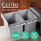 Cefito Rubbish Bin, 20L Twin Kitchen Pull Out Waste Bins Small Dual Under Sink Slide Garbage Trash Dustbin Basket Home Storage Container, with Lids Sliding Grey