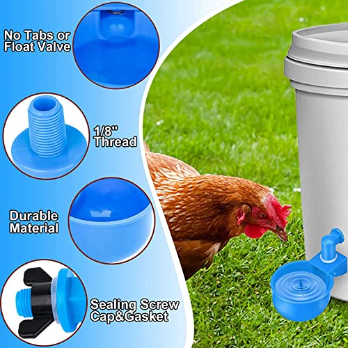 DIY Chicken Feeder,10 Pack Poultry Feeder and Chicken Waterer Set Rain Proof Gravity Feed Kit for Buckets, Barrels, Bins, Troughs,No Waste Automatic Chicken Feeders for Chick Duck Goose Turkey Bunny