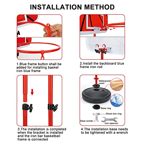 MECOS Adjustable Kids Basketball Stand Basketball Hoop, Adjustable Max Height to 150cm/60", Indoor Basketball Hoop Outdoor Toys Outside Backyard Games for Boys Girls Age 2 3 4 5 6 7 8