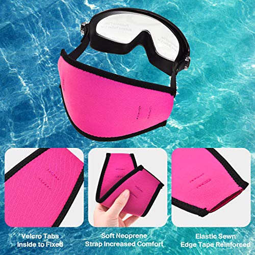 Skylety 3 Pieces Neoprene Mask Strap Cover Neoprene Diving Mask Straps Hair Protector Wrap for Dive and Snorkel Masks Water Sports (Rose Red, Black, Blue), Rose Red, Black, Blue, One Size