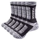 YUEDGE Mens Walking Hiking Socks Cotton Moisture Wicking Cushioned Training Athletic Sports Crew Socks for Men Size 9-11,5 Pairs Black