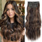 4PCS Thick Hairpieces Clip in Hair Extensions for Women Synthetic Clip in Long Wavy Hair Extension 20 Inch Double Weft Hairpieces Full Head for Women