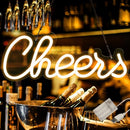 ATOLS Cheers Neon Sign for Home Bar, Battery or USB Powered Cheers Led Sign for Wall Decor, Neon Bar Sign for Bachelorette Party, Bar Beer Party, Size-13x5Inch, Warm White