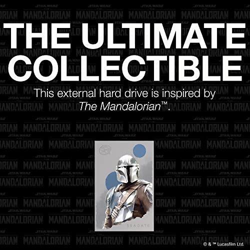 Seagate The Mandalorian Drive Special Edition FireCuda External Hard Drive 2TB Officially-Licensed - 2.5 Inch USB 3.2 Gen 1 Blue LED RGB Lighting with Rescue Services (STKL2000405)