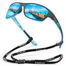 KUGUAOK Polarized Sports Sunglasses for Men Driving Cycling Fishing Sun Glasses 100% UV Protection Goggles, Blue Mirror