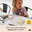 Honeysticks Natural Beeswax Crayons - Classic Crayon Size and Shape for a Developed Pencil Grip - 8 Vibrant Colours - Child Safe, Non Toxic Crayons for Kids, Food Grade Colourings - 8 Pack