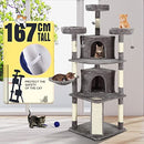 167cm Cat Scratching Post Climbing Tree 5 Levels Tower Play Center w/Scratcher Cat Condos Ladder Toys