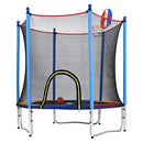 Genki 60 Inch Kids Trampoline Round Bounce Rebounder Jumping Exercise Indoor Outdoor Safety Net Enclosure Spring Basketball Hoop