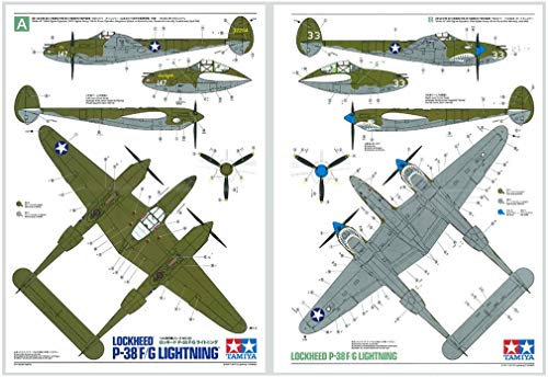 Tamiya 1:48 Scale P-38 F/G Lightning Aircraft Model Kit