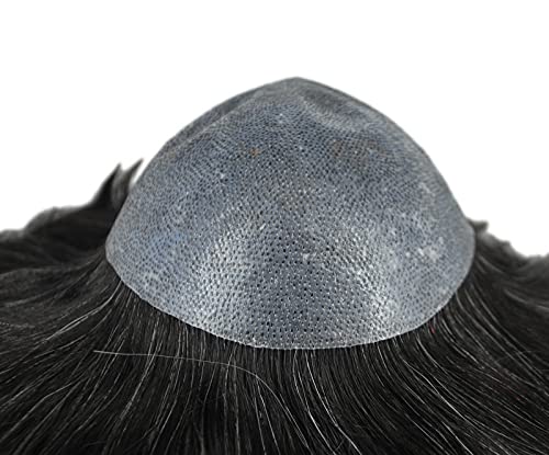 Black Mixed Grey Toupee for Men Mens Natural Hairpiece Remy Human Hair Unit (1B20)