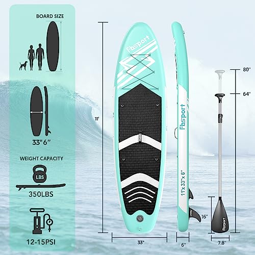Premium Inflatable Stand Up Paddle Board (6 inches Thick) with Durable SUP Accessories & Carry Bag | Wide Stance, Surf Control, Non-Slip Deck, Leash, Paddle and Pump, Standing Boat for Youth & Adult