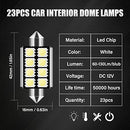 23Pcs Car LED Interior Light Bulb,Universal Canbus Error Free LED Bulbs Kit for Car Interior Dome Map Door Courtesy License Plate Lights BA9S Canbus T10 C5W Xenon-White