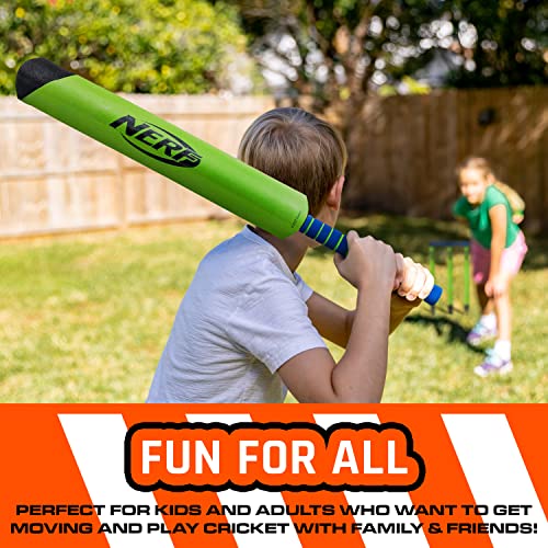 NERF Foam Cricket Set - Full Starter Cricket Set with 30" Foam Cricket Bat, (2) Foam Balls + (3) Plastic Wickets - Perfect for Adults, Kids + Beginners - Full Foam Cricket Set
