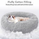 rabbitgoo Cat Beds for Indoor Cats, 20 inches Cat Bed Machine Washable, Fluffy Round Pet Bed Non-Slip, Calming Soft Plush Donut Cuddler Cushion Self Warming for Small Dogs Kittens, Light Grey, Medium