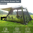 ATTONER Screen House Room Pop Up 10'x10' Screened Mesh Net Wall Canopy Tent 6-8 Person Easy Installation Canopy shelter Camping Tent for Outdoor Camping Patios Activities