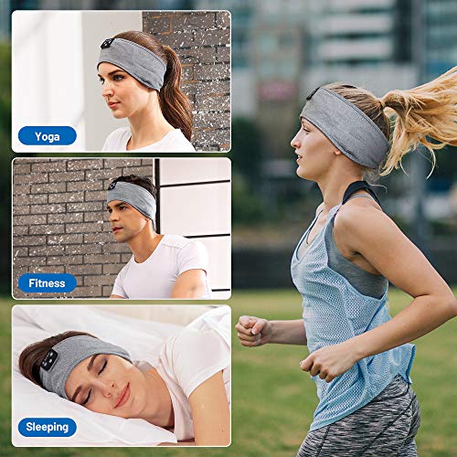 Sleep Headphones Wireless, Perytong Bluetooth Sports Headband Headphones with Ultra-Thin HD Stereo Speakers Perfect for Sleeping,Workout,Jogging,Yoga,Insomnia, Air Travel, Meditation(Light Grey)