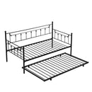 Dolonm Twin Size Daybed with Trundle, Modern 2 in 1 Sofa Metal Bed Frame, Pull-Out Trundle Daybed, Slat Support Sofa Bed Frame for Bedroom Living Room Guest Room, No Box Spring Needed, Black