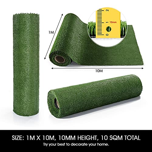 1Mx10M 12mm 10SQM Artificial Grass Synthetic Turf Fake Lawn Outdoor Backyard Decoration