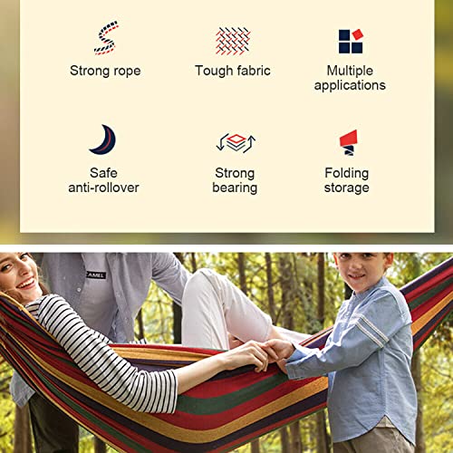 Outdoor Double Hammock Bed Swinging Camping Hanging Tree Strap Hook (Blue Hammock)