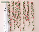 Artificial Plant Rose Vine, Artificial Flower Decoration, Fake Peony Flower Vine Leaves Hanging Greenery Wreath Vine Plant for Wedding Party Garden Wall Decor