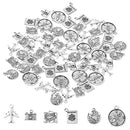 Honbay 60PCS Alloy Travel Charms Pendant Earth Camera Airplane Passport Compass Suitcase Pendants for Earrings Bracelet Necklace Jewelry Making (6 Style), Metal