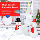 Tangkula 6 FT Inflatable White Christmas Tree with Snowman, Lighted Blow up Xmas Tree, Self Inflating Christmas Decor w/ LED Lights, Built-in Sandbags, Indoor Outdoor Yard Decoration for Garden, Lawn