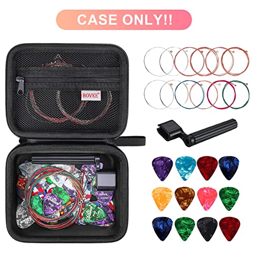 BOVKE Guitar Picks Holder Case for Fender, ChromaCast, D'Addario, Jim Dunlop, Bolopick, Musical Instrument All Size Guitar Picks, Mesh Pocket for String Winder, Bridge Pins, Black (Case Only)