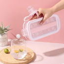 Ice Cube Bottle Tray Portable Ice Ball Maker 2 in 1 Kettle with 12 Grids Flat Body Lid Cooling Ice Pop/Cube Molds for Cocktail,Coffee,Whiskey,Champagne,Beer,Juice,Water (Pink)