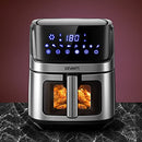 Devanti Air Fryer, 6.5L 1700W Stainless Steel Airfryer Electric Cooker Deep Fryers Rack Silicone Baking Basket Kitchen Oven Household Small Kitchens Appliances, LCD Touch Control Panel