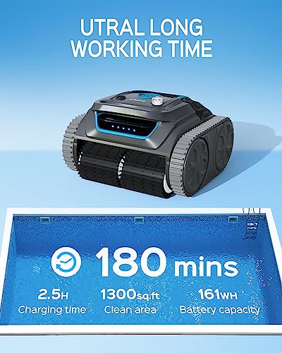 WYBOT Cordless Wall Climbing Robotic Pool Cleaner with Intelligent Path Cleaning, APP Setting, Ultra Suction Power, Last 180 Mins, Automatic Pool Vacuum Robot Ideal for Inground Pools up to 120sq.m