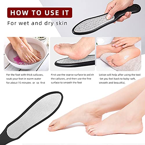 Foot File, with Mini-File Dead Skin Remover for Feet, Foot Care Pedicure Stainless Steel File to Removes Hard Skin