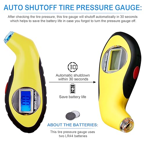 Digital Tyre Pressure Gauge Tire Gauge Car Accessories for Women & Men Pressure Check Tool for Car Truck Motocycle Bicycle Jeep TPG973 - Yellow