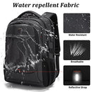 DUSLANG 17 Inch Laptop Backpack for Travel Water Resistant College Backpack for Men Laptop Bag with USB Charging Port, Black, 17Inch, Compact