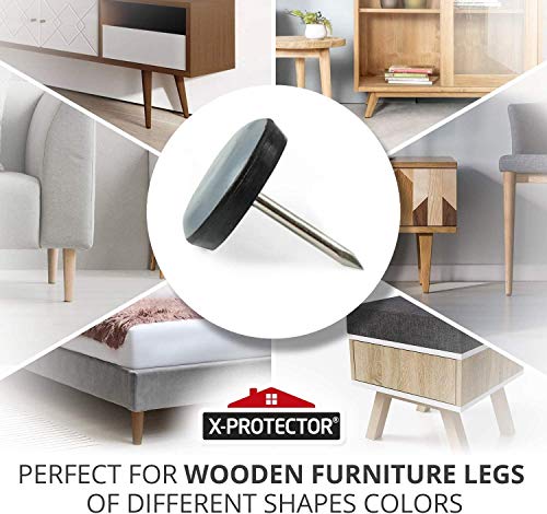 Chair Glides X-PROTECTOR – 1" Furniture Glides 40 pcs – Grey Nail-on Chair Sliders – Premium Chair Leg Floor Protectors – Slide Effortlessly with Chair Leg Pads That Protect Your Floor!