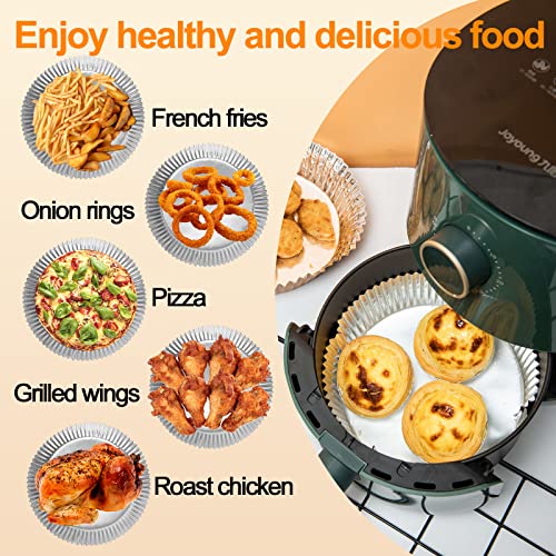 100 PCS Aluminum Foil Air Fryer Liners, Non-stick Air Fryer Disposable Paper Liner, Oil-proof Water-proof Air Fryer Sheets, Food Grade Aluminum Foil for Baking, Frying, Grilling, Roasting Microwave