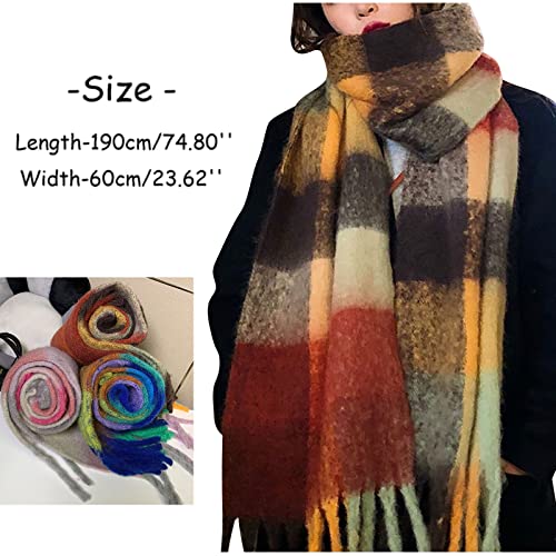 Chiffon Scarfs Women Lightweight Thermal Scarf Fall Winter Scarf Classic Tassel Plaid Scarf Warm Soft Chunky Large Blanket Wrap Shawl Scarves 1 Pack Warm Scarf For Womens Scarf for Boys