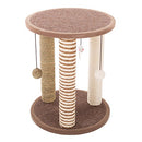 PETMAKER Cat Scratching Post - 3 Scratcher Posts with Carpeted Base Play Area and Perch - Furniture Scratching Deterrent for Indoor Cats by (Brown)