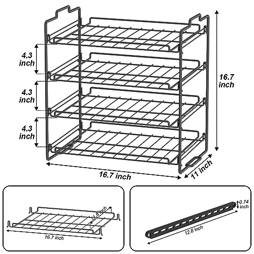 Sulishang 4 Tiers Stackable Can Rack Organizer, Wear-resistant Upgrade Beverage Food Can Dispenser Holder Holds up to 48 Cans for Kitchen Cabinet and Pantry (Black)