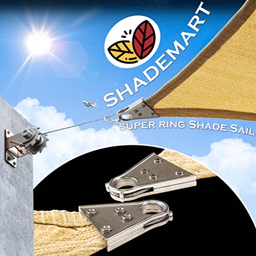 ShadeMart 16' x 20' Beige Rectangle Super Ring Sun Shade Sail Canopy Awning SMTAWR1620,Commerical Grade, Reinforced Corners, Edges & 260 GSM Permeable Fabric - Customized Available - 5 Years Warranty