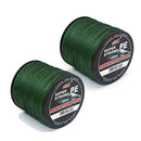 NUZAMAS Set of two PE Braided fishing lines, total 600m/656yds, Green, 4 Strands Weaves, For Lure, Fly, Casting, Bait FIshing, Size 8.0 (40.2kg/88.62lbs), Rock, Boat, Beach, Freshwater, Saltwater Fishing Lines