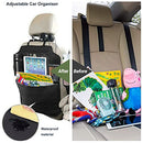 [2 pack] Car Back Seat Organizer Protector, Back Seat Protectors With Tablet Holder Pocket Storage Kick Mat Waterproof Multi-Pocket Storage for Toy Bottles Umbrella, Black x2