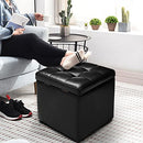 Giantex 40CM Cube Ottoman, Pouffe Storage Box Lounge Seat Footstools w/Hinge Top & Bottom Feet, Square Storage Ottoman Footrest Stool for Home Living Room Bedroom, 40 x 40 x 40CM (Black)