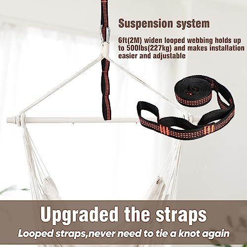 Chihee Hammock Chair Swing Chair Strong Metal Collapsible Spreader Bar Portable Hanging Chair Max 500 lbs Comfy Seat Patio Lawn Chair Cotton Blended for Superior Comfort Durability Indoor Outdoor