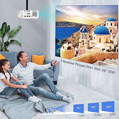 Mini Projector,WiMiUS 8000 Lumen Portable Projector Support 1080P Full HD,Home Theater Projector with 200'' Huge Screen and Zoom Function,WiFi Projector Compatible with TV Sticks, PS4, PS5,HDMI,USB,AV