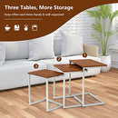 Giantex Nesting Coffee Table Set of 3, Retro Tea Table with Metal Base, Solid Structure, Accent End Tables, Industrial Cocktail Table, Stacking Side Tables for Living Room, Office, Balcony